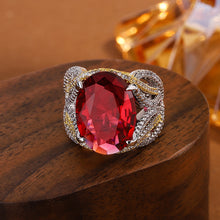 Load image into Gallery viewer, Fashionable Simple Elegant Inlaid Ruby Full Diamond Ring Hair