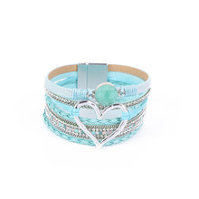 Load image into Gallery viewer, Leather Cord Bracelet Bohemian Multi-layer Rough Stone Love Jewelry For Girls