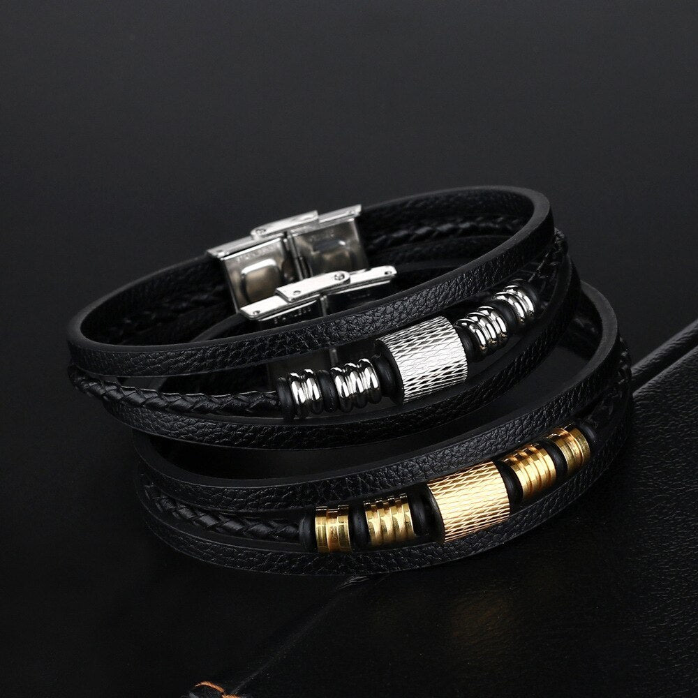 Cowhide Men's Bracelet Hand-Woven Multi-Layer Leather Bracelet Jewelry