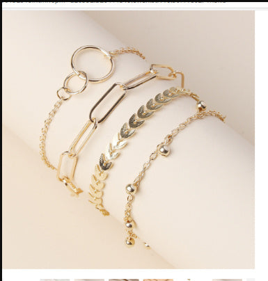 Creative European and American style fashion jewelry new leaves moon lightning women's bracelet bracelet set