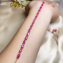 Load image into Gallery viewer, Women&#39;s Retro Natural 925 Silver Inlaid Ruby Bracelet