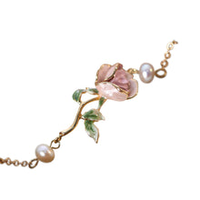 Load image into Gallery viewer, Super Gentle Rose Retro Exquisite Enamel Drip Glazed Brass Gold-plated Pearl Bracelet