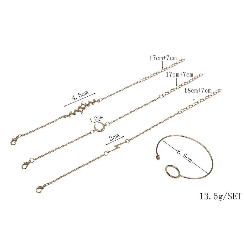 Creative European and American style fashion jewelry new leaves moon lightning women's bracelet bracelet set
