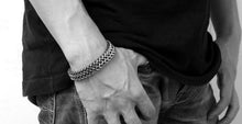 Load image into Gallery viewer, Europe and the United States retro titanium steel men&#39;s thick two-row bracelet net red jewelry bracelet