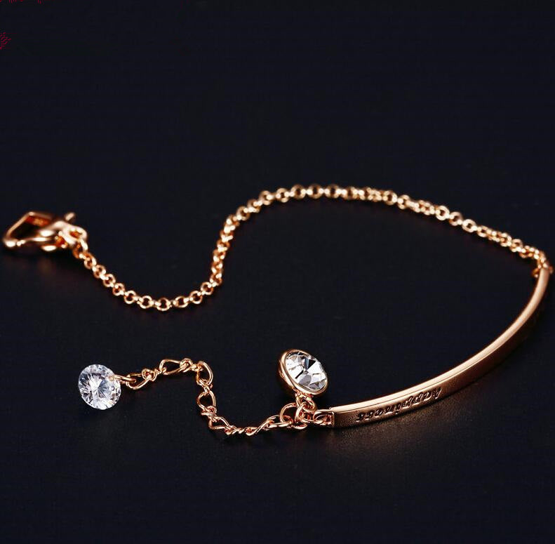 High Quality Ol Style Cubic Zirconium Gold Color Austrian Crystal Bracelet Jewelry Wholesale