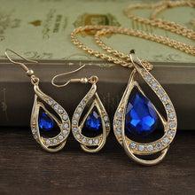 Load image into Gallery viewer, Double Drop Crystal Set Necklace Earrings