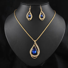 Load image into Gallery viewer, Double Drop Crystal Set Necklace Earrings