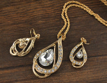 Load image into Gallery viewer, Double Drop Crystal Set Necklace Earrings