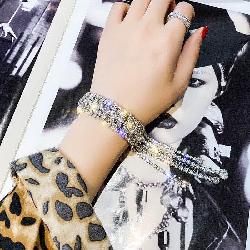 European And American Shiny Rhinestone Bracelets Simple And Versatile Trendy Hand Jewelry