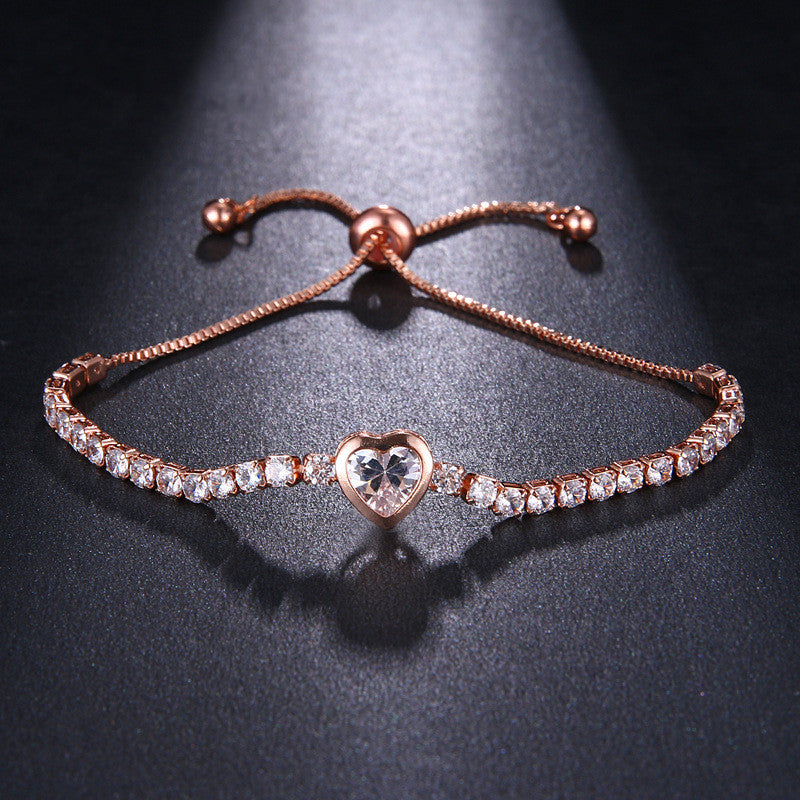 Hand Jewelry Love Zircon Simple Diamond-studded Small Fresh Adjustable Bracelet