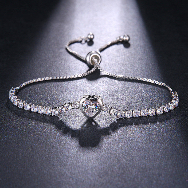Hand Jewelry Love Zircon Simple Diamond-studded Small Fresh Adjustable Bracelet