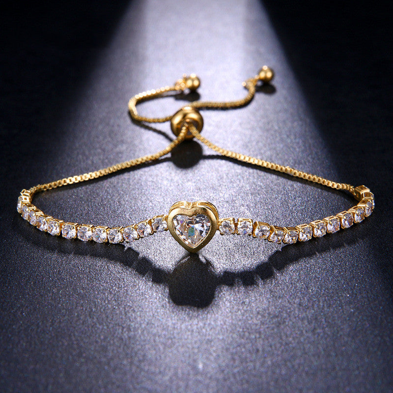 Hand Jewelry Love Zircon Simple Diamond-studded Small Fresh Adjustable Bracelet
