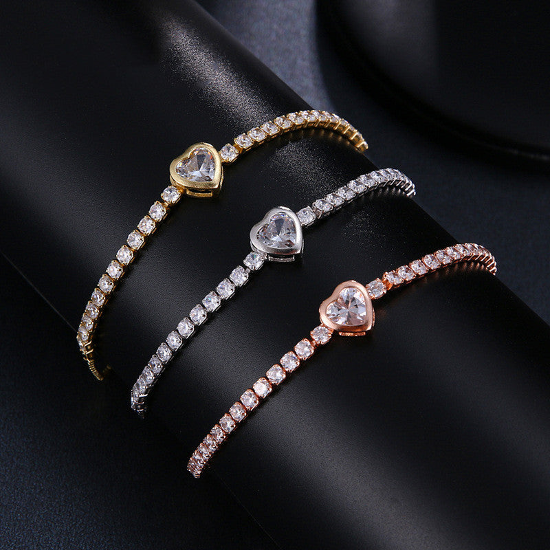 Hand Jewelry Love Zircon Simple Diamond-studded Small Fresh Adjustable Bracelet