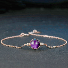 Load image into Gallery viewer, European And American Retro Light Luxury Temperament Color Treasure Plated 18K Rose Gold Bracelet Female Imitation Natural Amethyst Streamer Hand Jewelry