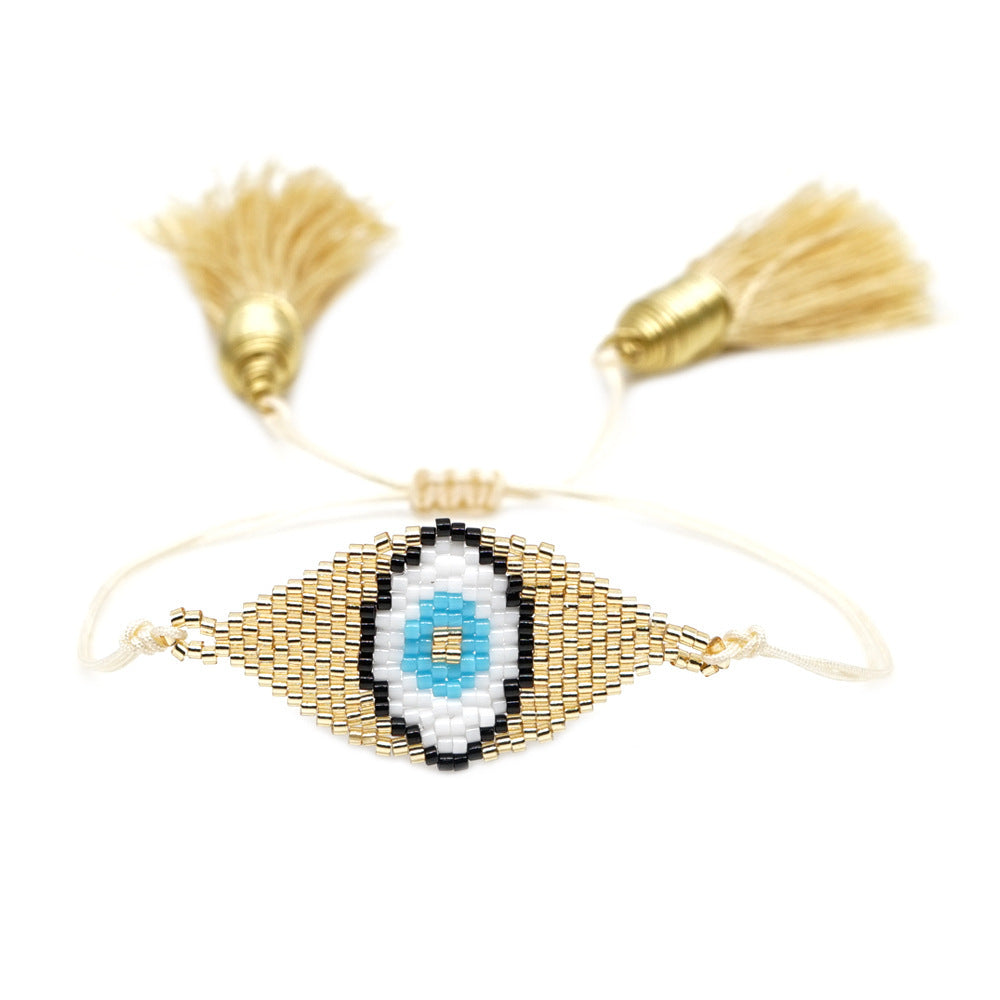 Cross-Border Jewelry Source Of European And American Personality Punk Skull Ethnic Miyuki Beaded Rice Bead Woven Bracelet