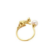 Load image into Gallery viewer, Nafu Court Silver Jewelry Wholesale Fashion Lovely Cat Silver Ring Set With Natural Freshwater Pearl 925 Sterling Silver Ring