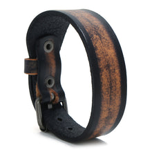 Load image into Gallery viewer, New Punk Style Retro Vintage Wrap Buckle Genuine Leather Bracelet Adjustable Men Wide Belt Wristband Bangles Jewelry