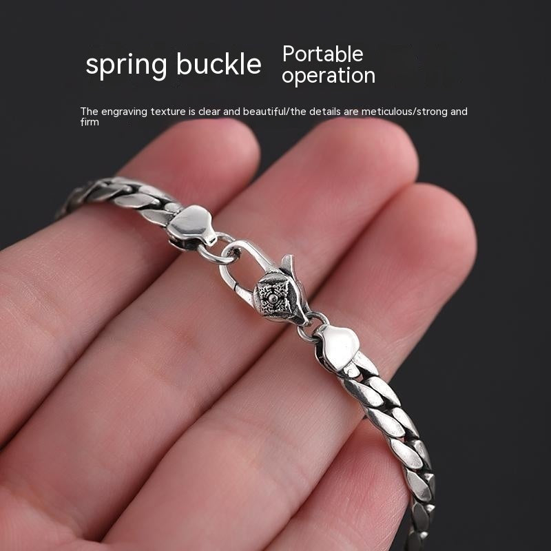 Simple Woven Men's Jewelry Large Square Button Bracelet