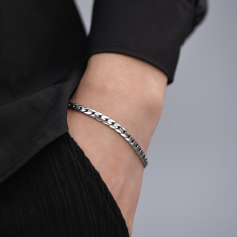 Simple Woven Men's Jewelry Large Square Button Bracelet