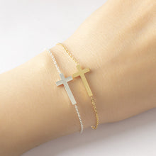 Load image into Gallery viewer, Jesus Christ Cross Bracelet Silver Gold Bracelet Bridesmaid Gift Religious Jewelry Stainless Steel