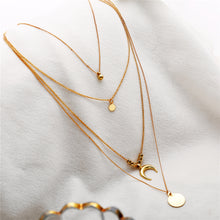 Load image into Gallery viewer, Multi-layer Moon Pendant Necklaces for Women Bohemian Wafer Elegant Necklace