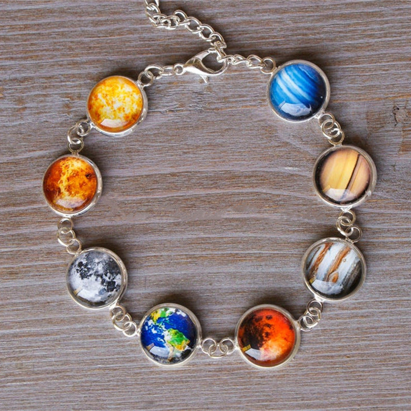 Leather Planet Bracelet Solar System Planet Jewelry Galaxy