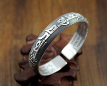 Load image into Gallery viewer, Heart Sutra Buddhist  Vintage Bracelet Silver Jewelry