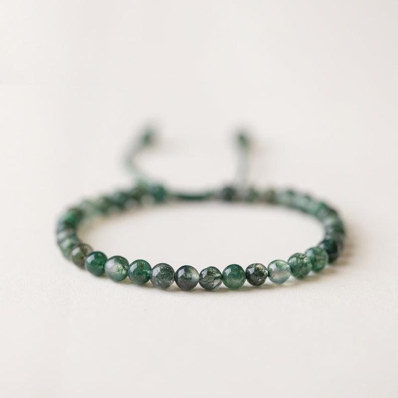 Aquatic Agate 14K Bag Gold Bracelet Handmade Jewelry Niche Gift Green Lucky Transfer Beads Female Retro