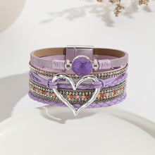 Load image into Gallery viewer, Leather Cord Bracelet Bohemian Multi-layer Rough Stone Love Jewelry For Girls