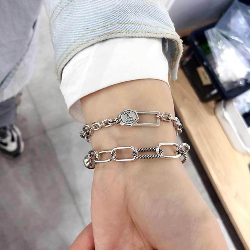 Simple Retro Hexagonal Geometry Letter Bracelet Women's Fashion Personality Punk All-match Jewelry