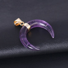 Load image into Gallery viewer, Crystal Semi-precious Stone Moon Pendant Necklace