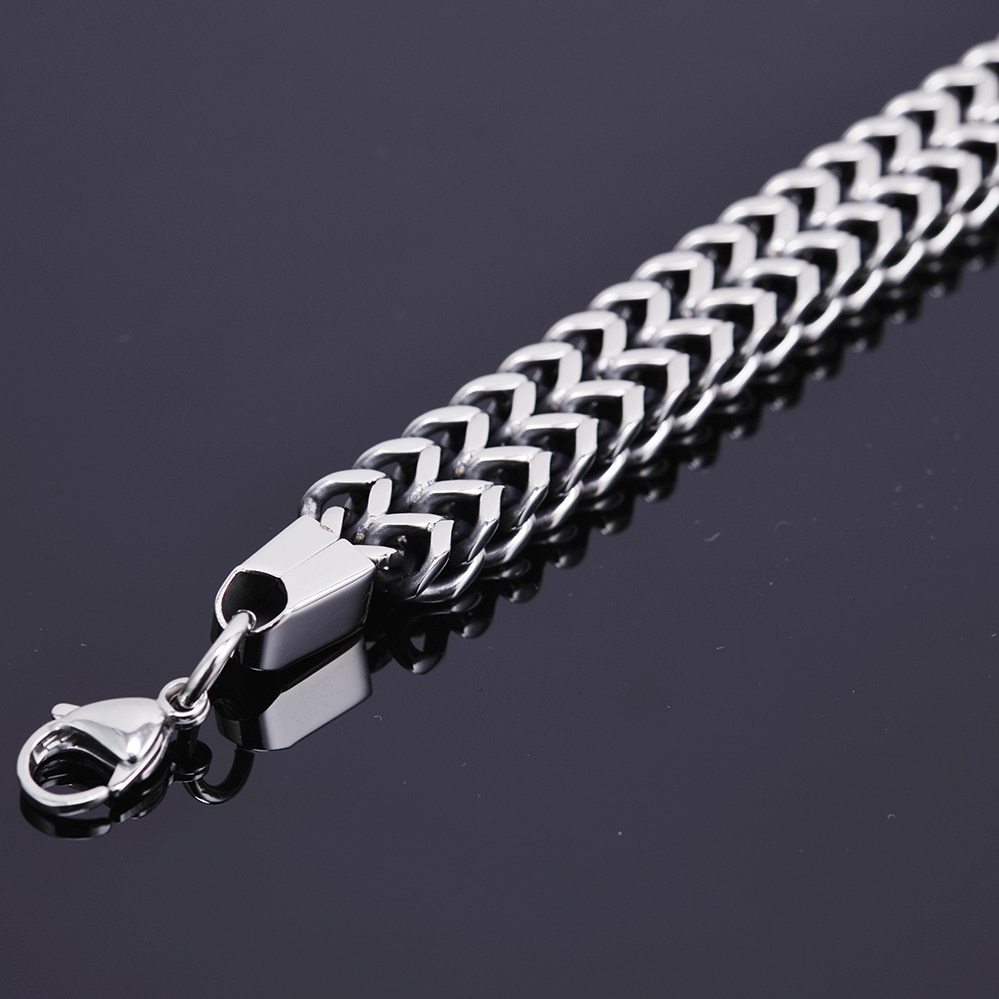 Europe and the United States retro titanium steel men's thick two-row bracelet net red jewelry bracelet