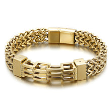Load image into Gallery viewer, Titanium Steel Men&#39;s Bracelet Double-layer Double-row Square Chain Buckle Head Jewelry