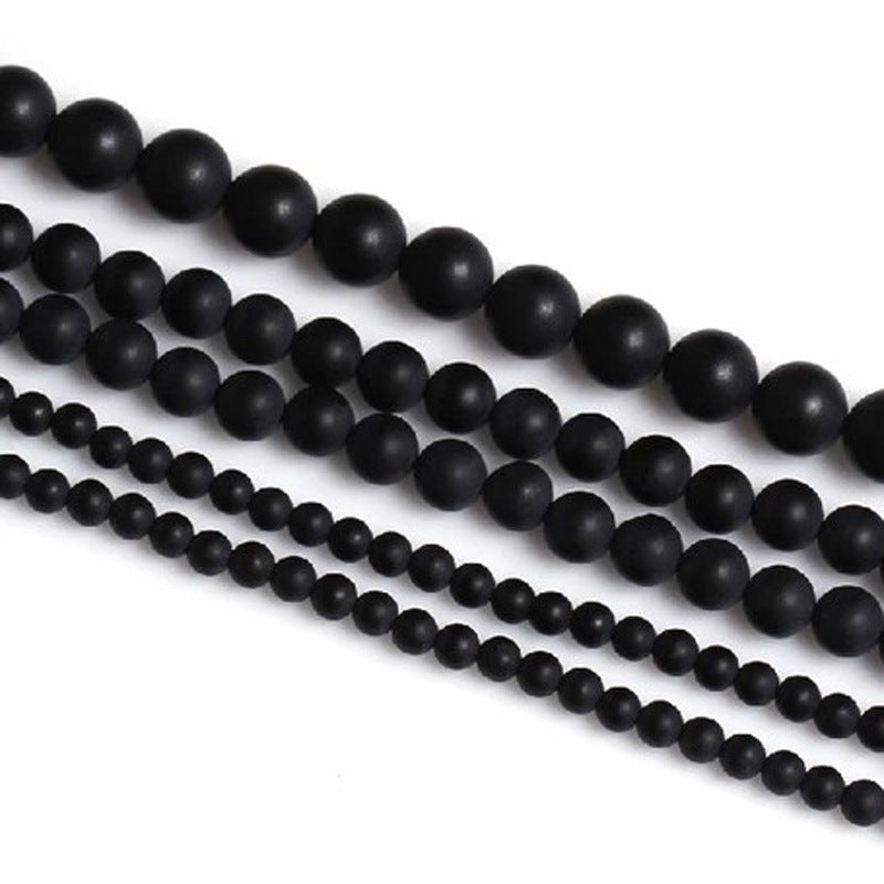 DIY handmade jewelry accessories material natural matte black agate semi-finished loose beads