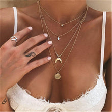 Load image into Gallery viewer, Multi-layer Moon Pendant Necklaces for Women Bohemian Wafer Elegant Necklace