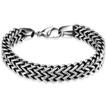 Load image into Gallery viewer, Europe and the United States retro titanium steel men&#39;s thick two-row bracelet net red jewelry bracelet