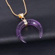Load image into Gallery viewer, Crystal Semi-precious Stone Moon Pendant Necklace