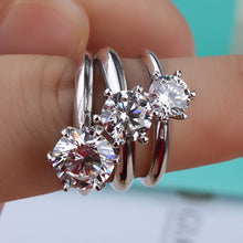 Load image into Gallery viewer, Classic 925 Sterling Silver Gold Plated Exquisite Six Prong Ring