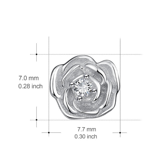 925 Silver Rose Shape Ear Stud