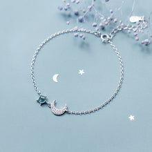 Load image into Gallery viewer, Moon bracelet female Korean version of the small  crescent curved synthetic blue glass gradient jewelry