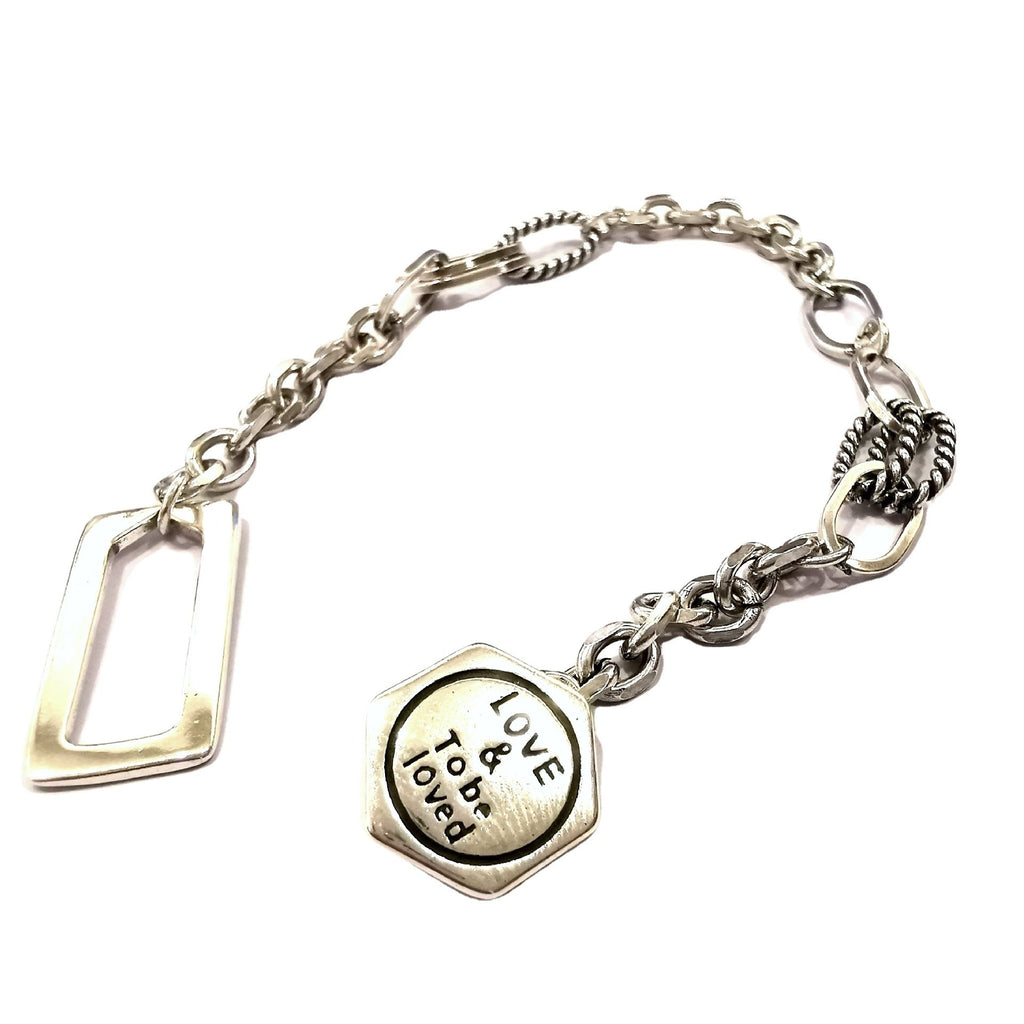 Simple Retro Hexagonal Geometry Letter Bracelet Women's Fashion Personality Punk All-match Jewelry