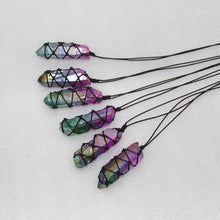 Load image into Gallery viewer, White Crystal Single Crystal Electroplating Double Color Net Pocket Necklace