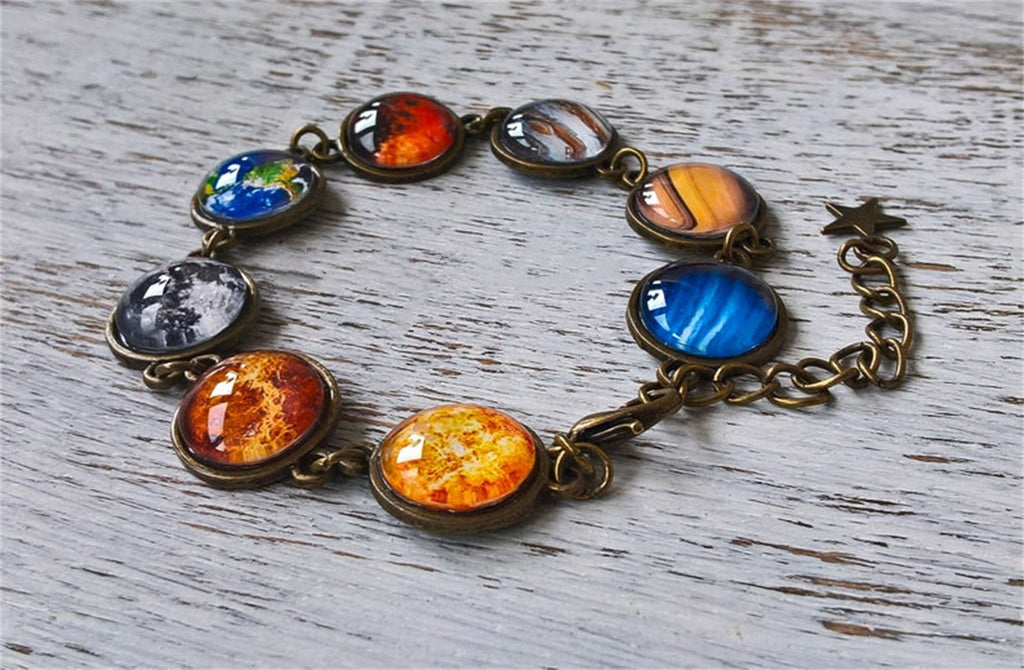 Leather Planet Bracelet Solar System Planet Jewelry Galaxy