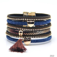 Load image into Gallery viewer, Denim Ladies Bracelet Leather Multilayer Magnetic Buckle Jewelry