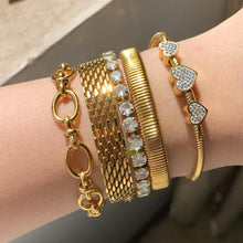 Load image into Gallery viewer, Retro Set Silver Crystal Heart Shaped Women&#39;s Bracelet Five Piece Set Fashion Geometry Adjustable Infinite Symbol Jewelry