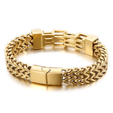 Load image into Gallery viewer, Titanium Steel Men&#39;s Bracelet Double-layer Double-row Square Chain Buckle Head Jewelry