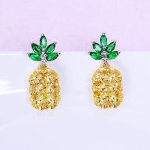 Load image into Gallery viewer, Crystal Pineapple Earrings Necklace Set Coconut Tree Earrings