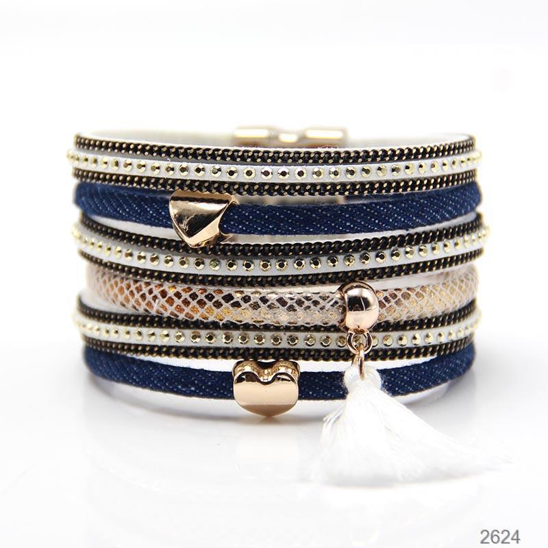 Denim Ladies Bracelet Leather Multilayer Magnetic Buckle Jewelry