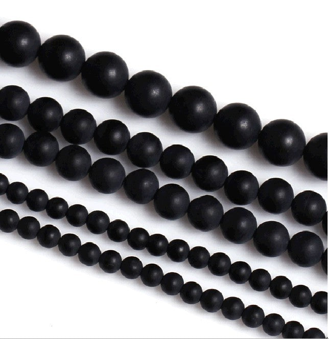 DIY handmade jewelry accessories material natural matte black agate semi-finished loose beads