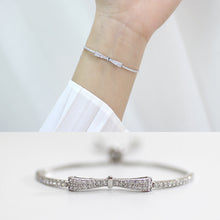 Load image into Gallery viewer, SA123 Korean silver, S925 sterling silver, fashion students, butterfly knot, micro setting, pearl tuning bracelet, hand ornaments